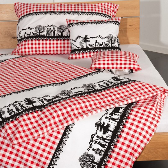 Landhaus Bettwäsche Eidgenuss rot 160x210 cm