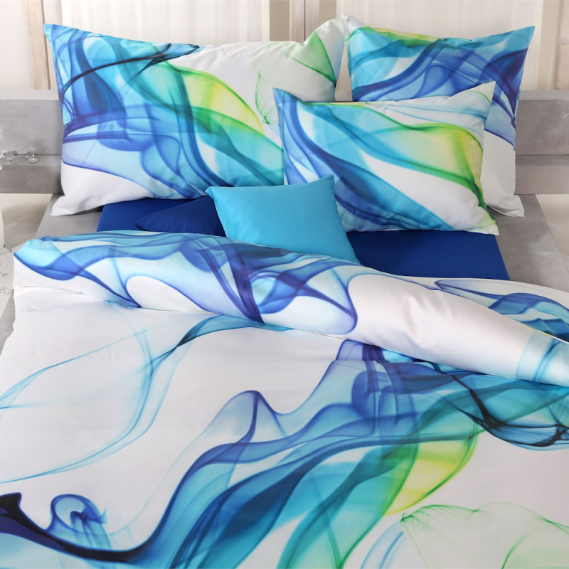 Tamara R Selection Satin Bettwäsche Garnitur Loan blau und braun